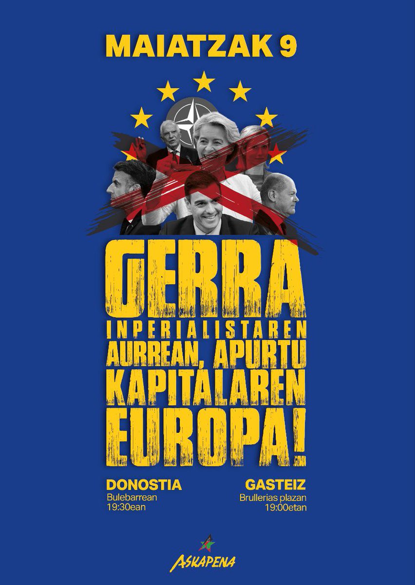 Bihar ostirala, maiatzaren 9an, Gerra inperialistaren aurrean, apurtu kapitalaren Europa! #HerriokBorroka #EHantiinperialista