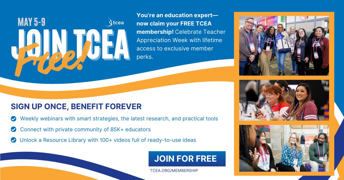 Educators: STOP SCROLLING.
TCEA is giving away FREE memberships this week only! 💥💙
Go grab yours now and thank yourself later⬇

buff.ly/XMPVKIn
#teaching #education #edutwitter