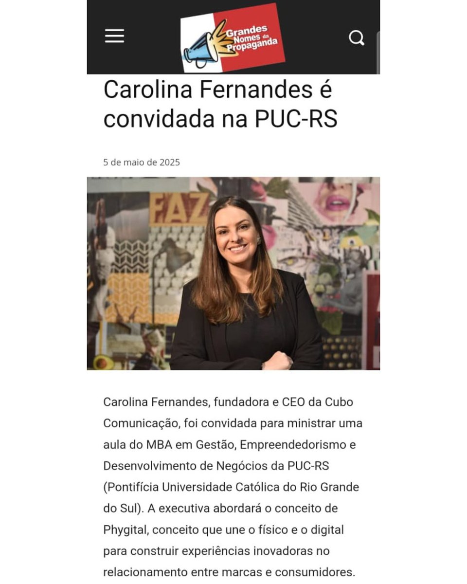 carufernandes's tweet image. Gravei uma aula especial para o MBA da Pós PUCRS Online sobre Phygital e Transição Híbrida.

Saiu destaque no Grandes nomes da propaganda e na @abccom_vc.

Link na bio.

📢 Quer esse tipo de conteúdo na sua empresa ou evento? Me chama.

#Phygital #Marketing #PUCRS #CaruFernandes