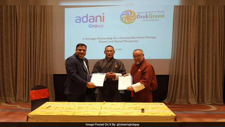 ndtv's tweet photo. Adani Group Signs Pact With Bhutan's Druk Green Power Corporation For 5,000 MW Of Hydropower Project https://t.co/vCJPEQx4RJ https://t.co/sbuy21hETm