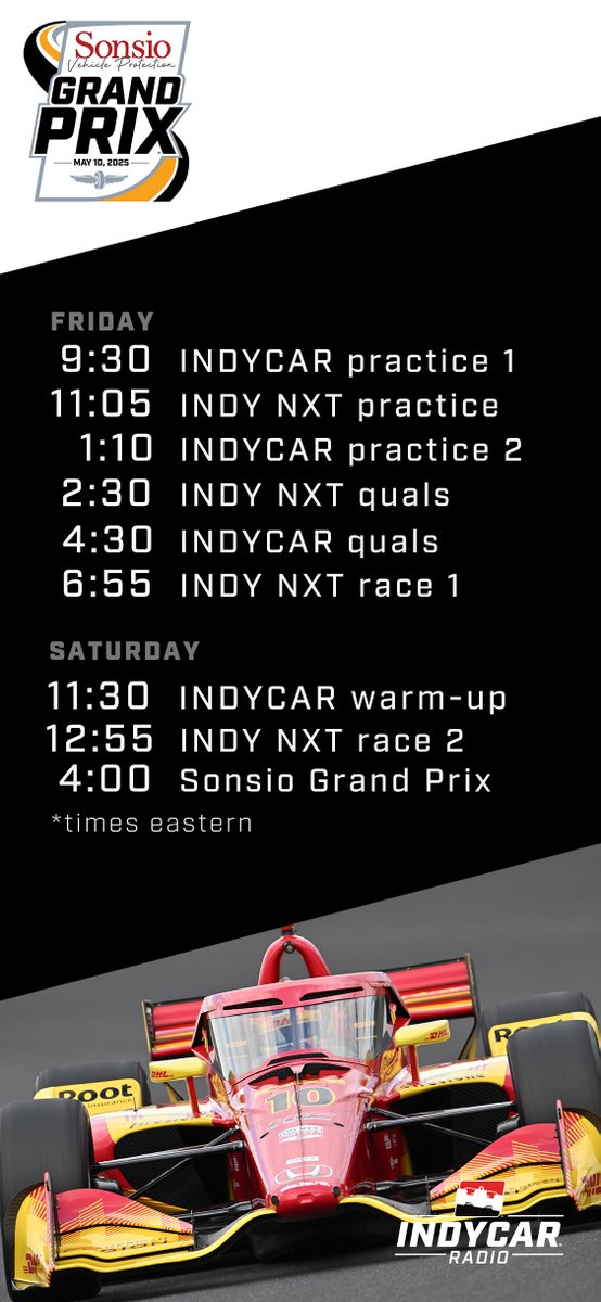 INDYCAR Radio (@indycarradio) on Twitter photo Gonna be a busy couple of days to kick off the month of May <a href="/IMS/">Indianapolis Motor Speedway</a>. Listen to every lap👇
#INDYCAR
#INDYNXT
#ThisIsMay
#NowStayTuned Gonna be a busy couple of days to kick off the month of May <a href="/IMS/">Indianapolis Motor Speedway</a>. Listen to every lap👇
#INDYCAR
#INDYNXT
#ThisIsMay
#NowStayTuned