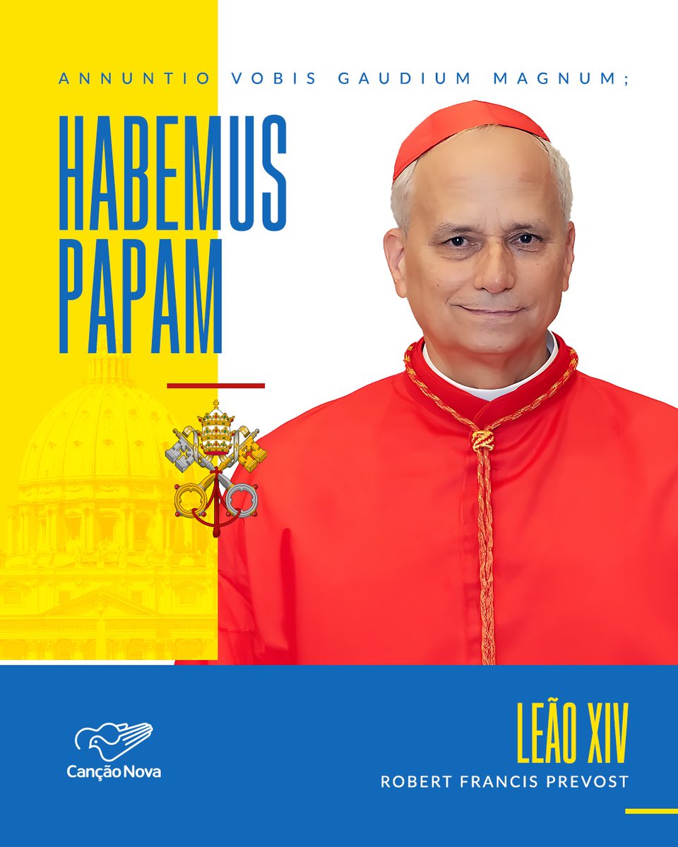 cnpalmas_'s tweet photo. (…)

A Canção Nova, com alegria e esperança, acolhe nosso novo Sumo Pontífice. Unimo-nos em orações por este chamado feito por Deus a seu servo. Comente sua alegria pelo novo Papa. 

#HABEMUS PAPAM #Conclave #OremospeloPapa #Igreja #Fé https://t.co/QXyBm5l6M8