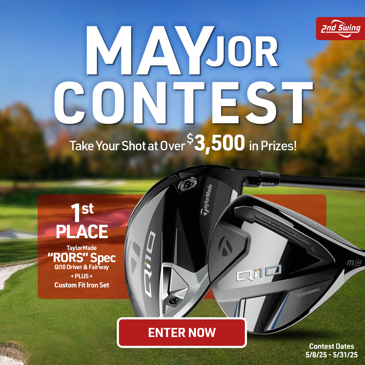 🚨 GIVEAWAY! 🚨

We got some Awesome Prizes you can win for the year's 2nd Major with our MAYJOR Contest!

Submit your entry for your chance to win some custom fit clubs &amp; more here: bit.ly/48vKJhL

Earn Bonus Entries by:
⛳ Like &amp; Share Post + Follow 2nd Swing Golf!
⛳
