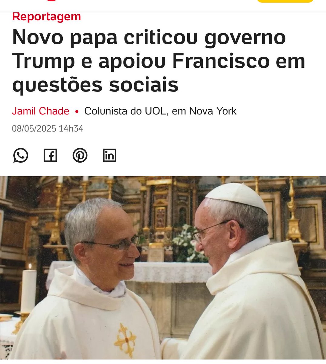 Já gostei desse novo Papa