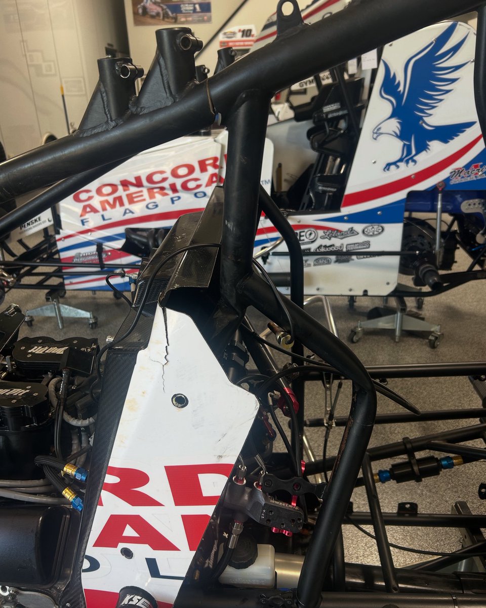 Glad to walk away injury free from a scary crash last night. Thanks to all of our suppliers for their safe products that keep me safe! Not a whole lot of damage besides the frame. Sean and Bob have another well built CD Racing car ready and I swapped the seat out this morning.