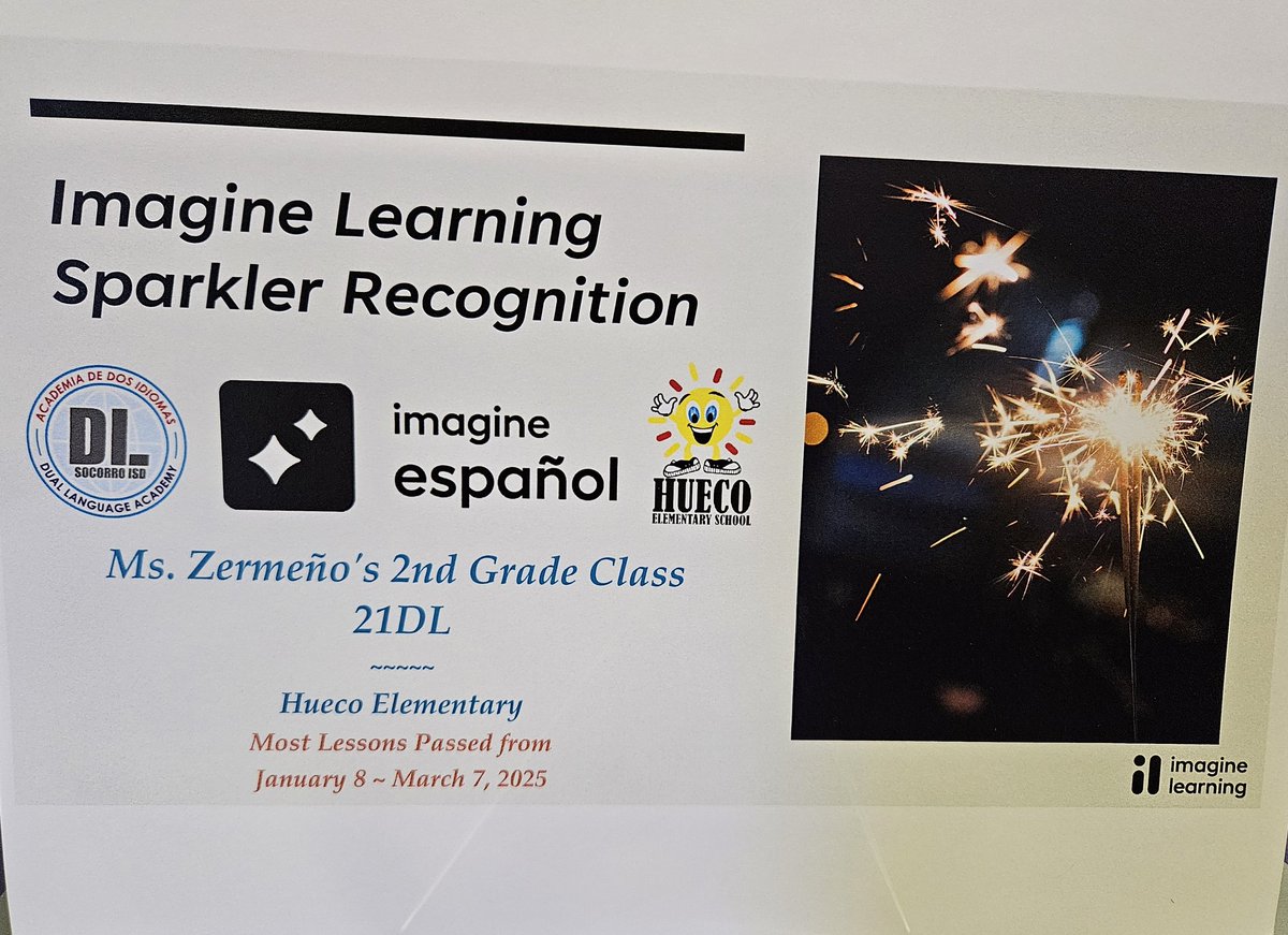 Jazmin Montanez (@jmontanez_hes) on Twitter photo Our campus & grade level was recognized by imagine español for the most lessons passed! Great job scholars!
Imagine Español reconoció a nuestra escuela y grado por pasar la mayor cantidad de lecciones. ¡Excelente trabajo alumnos! #ALLIN <a href="/Hueco_ES/">Greg M Hatch</a> <a href="/EReyes_CI/">Eduardo Reyes</a> <a href="/janguiano_CI/">Joanne Anguiano</a> Our campus & grade level was recognized by imagine español for the most lessons passed! Great job scholars!
Imagine Español reconoció a nuestra escuela y grado por pasar la mayor cantidad de lecciones. ¡Excelente trabajo alumnos! #ALLIN <a href="/Hueco_ES/">Greg M Hatch</a> <a href="/EReyes_CI/">Eduardo Reyes</a> <a href="/janguiano_CI/">Joanne Anguiano</a>