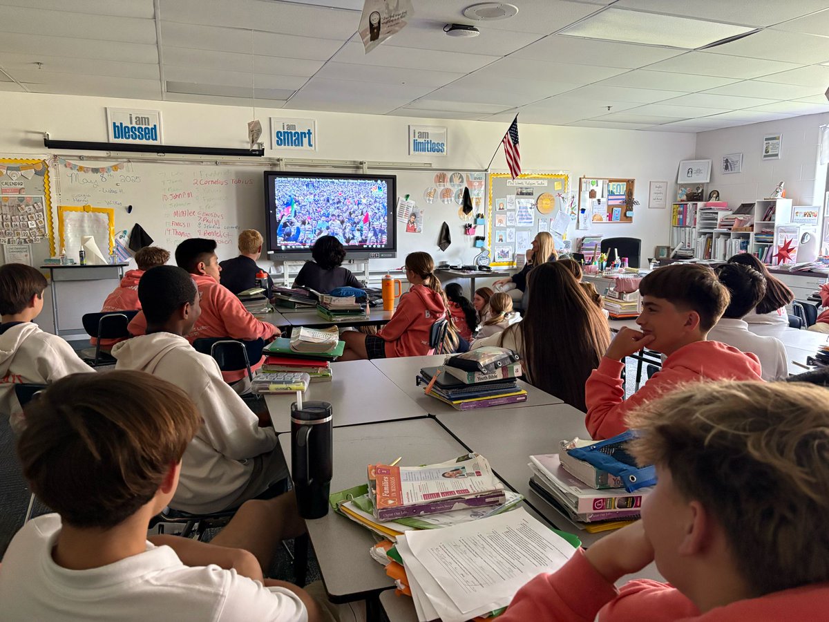 OLGCSEagles's tweet photo. Our students were excited to hear there was white smoke and we all anxiously awaited the announcement! God bless Pope Leo XIV! https://t.co/sIENxc6r43