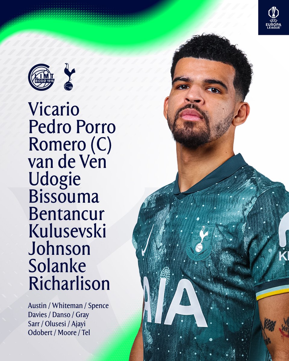 SpursOfficial's tweet photo. How we line up in Bodø 🫡 https://t.co/jm4WH9hTt2