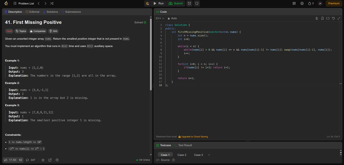Aswin_004's tweet photo. Additionally, I solved some Leetcode Medium and Hard problems:

✅ Median of Two Sorted Arrays: https://t.co/vGKMCG1vYL
✅ First Missing Positive: https://t.co/9nwUbS8PFG https://t.co/o6OFSU820X