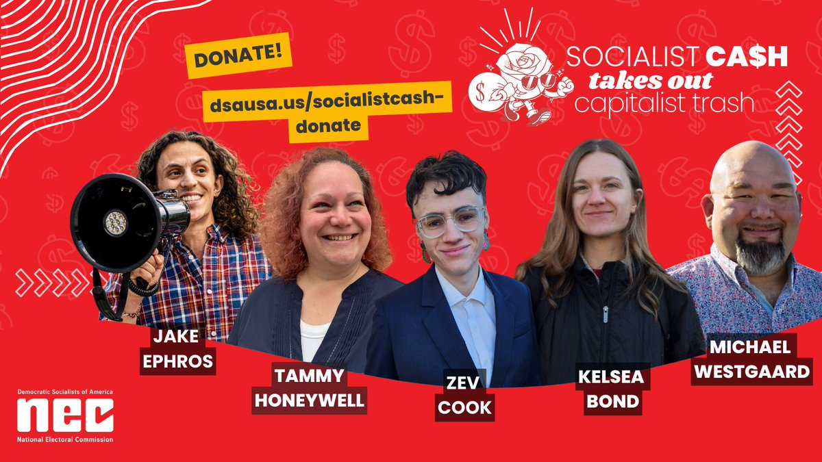 Thanks to 530 donors, we've raised $30k for DSA candidates, more than half of our goal of $50k! 🎉

But we've got a long year ahead of us. It's primary season and corporate cash will flood into our races. 

Donate to our slate to take out the trash: dsausa.us/socialistcash-… 🌹💸🗑️