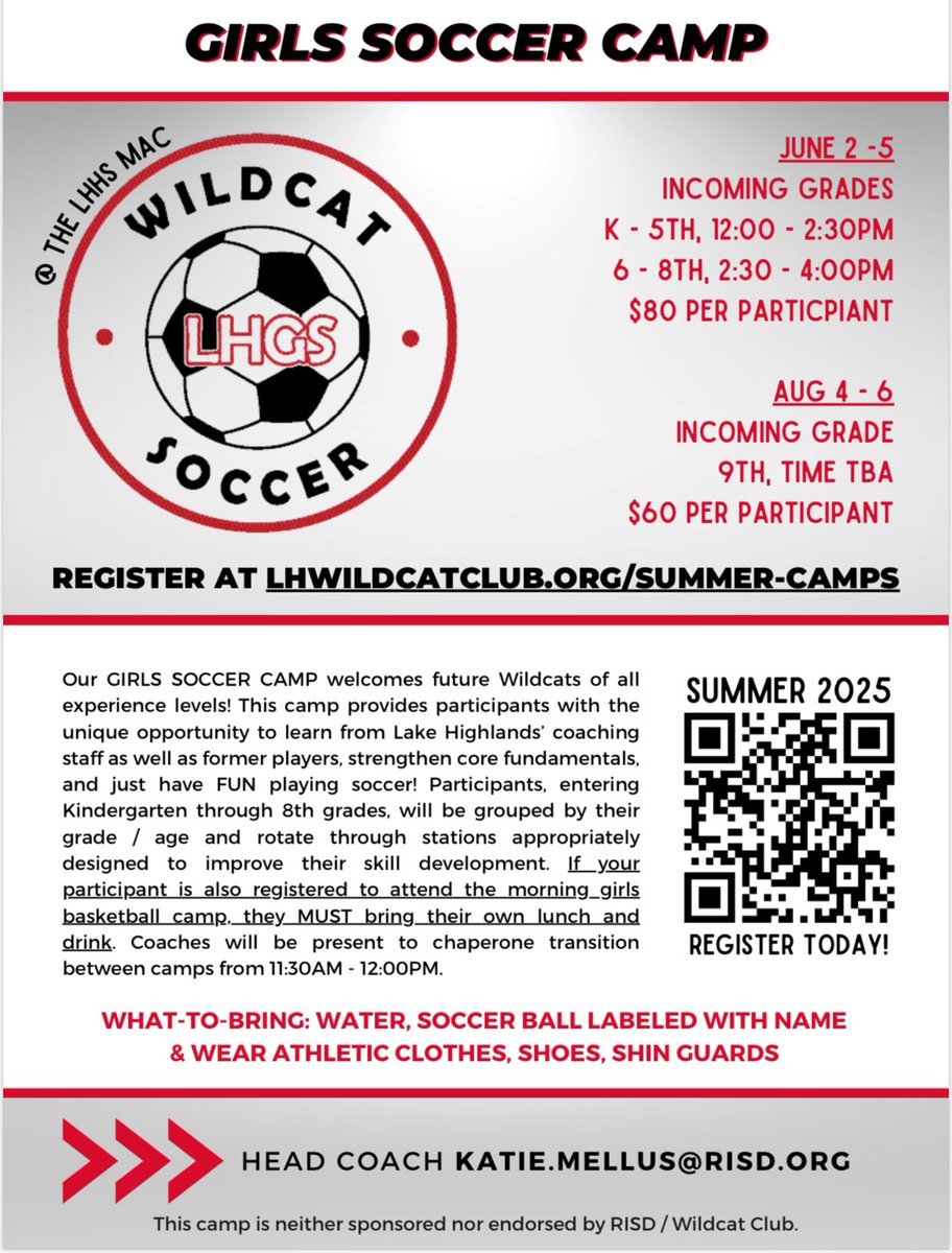 Wildcats!
We would love to invite your kids to the LHGS Summer Camp! This year, we are excited to work out the times so that your kids could spend nearly the whole day with us and Girls Basketball! Please reach out with any questions! 

lakehighlandshs.store.rankone.com/Camp/List