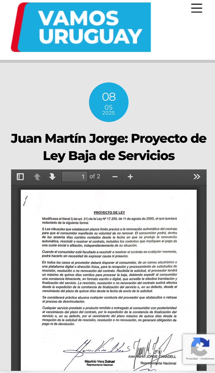 Presentamos un proyecto de ley para que darse de baja de un servicio en Uruguay sea tan fácil como contratarlo. Basta de trabas, llamados eternos y formularios imposibles. Los derechos del consumidor también incluyen decir: me quiero ir.

#BajaDeServicios
#Derechodelconsumidor