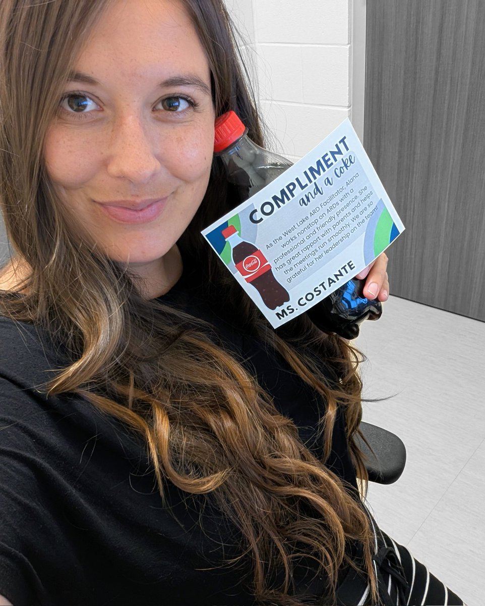 Thank you for my Compliment and a Coke ❤️ It's been a challenging and amazing learning experience this year as an ARD specialist. Thank you West Lake for making me feel at home. <a href="/HumbleISD_ESS/">Humble ISD Educational Support Services</a> <a href="/HumbleISD/">Humble ISD</a> <a href="/HumbleISD_WLMS/">West Lake Middle School</a>