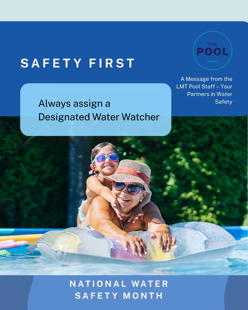 LMTGOV's tweet image. 👶🏼 Never rely on older children to watch younger ones near water. An adult Water Watcher is a must—especially at public pools and during parties.
 #WaterSafetyMonth #LMTpool #SupervisionMatters
