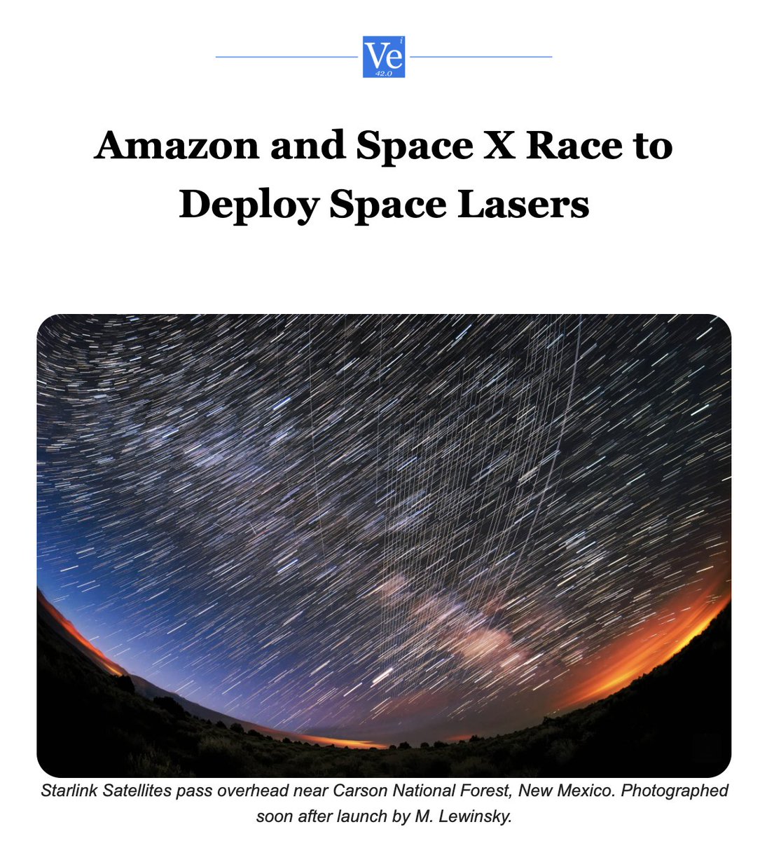 SpaceX and Amazon are deploying lasers in space.

Not weapons. Not science fiction.

Lasers that beam the internet at close to the speed of light and they’re betting an estimated $30B on deploying this tech. 

It could change the internet, and low earth orbit, forever. 

Read