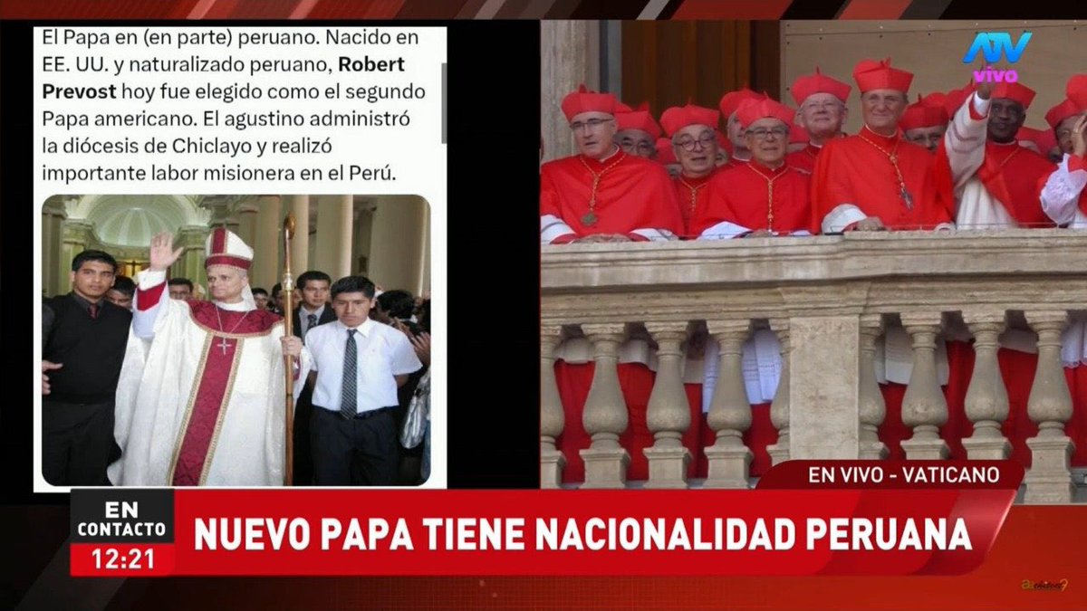 🇻🇦🇵🇪 | AHORA: Las televisoras peruanas resaltan la nacionalización peruana del Papa León XIV.