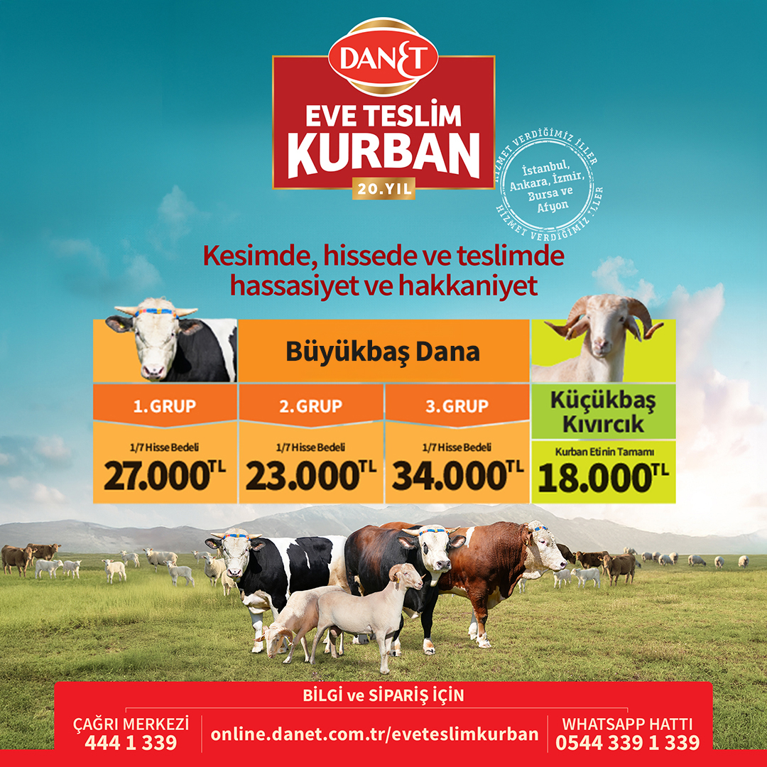 Kesimde, hissede ve teslimde hassasiyet ve hakkaniyet!
Dilerseniz bayram sonrası teslimat seçeneğimizden de faydalanabilirsiniz. Web sitemizden online satın alabilir ya da çağrı merkezimizden sipariş verebilirsiniz. 🛒online.danet.com.tr/eve-teslim-kur… Whatsapp  0544 3391339 - 📞 444 1 339