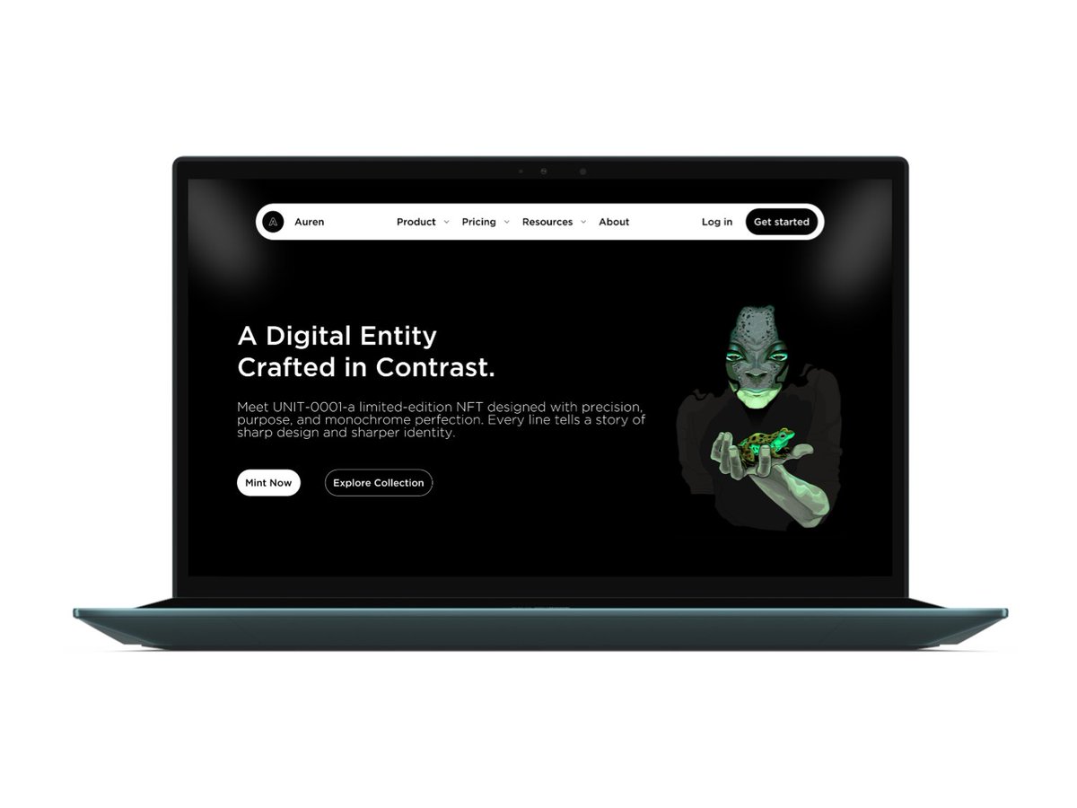 Rahulkr1503's tweet photo. Showcasing the bold and contrasting design of an NFT project's website.

#webdesign #uidesign #uxdesign #nft #nfts #nftart #darkmode #minimaldesign #modernwebdesign #cleanui #contrastdesign #bolddesign https://t.co/h9pTFQeE2p