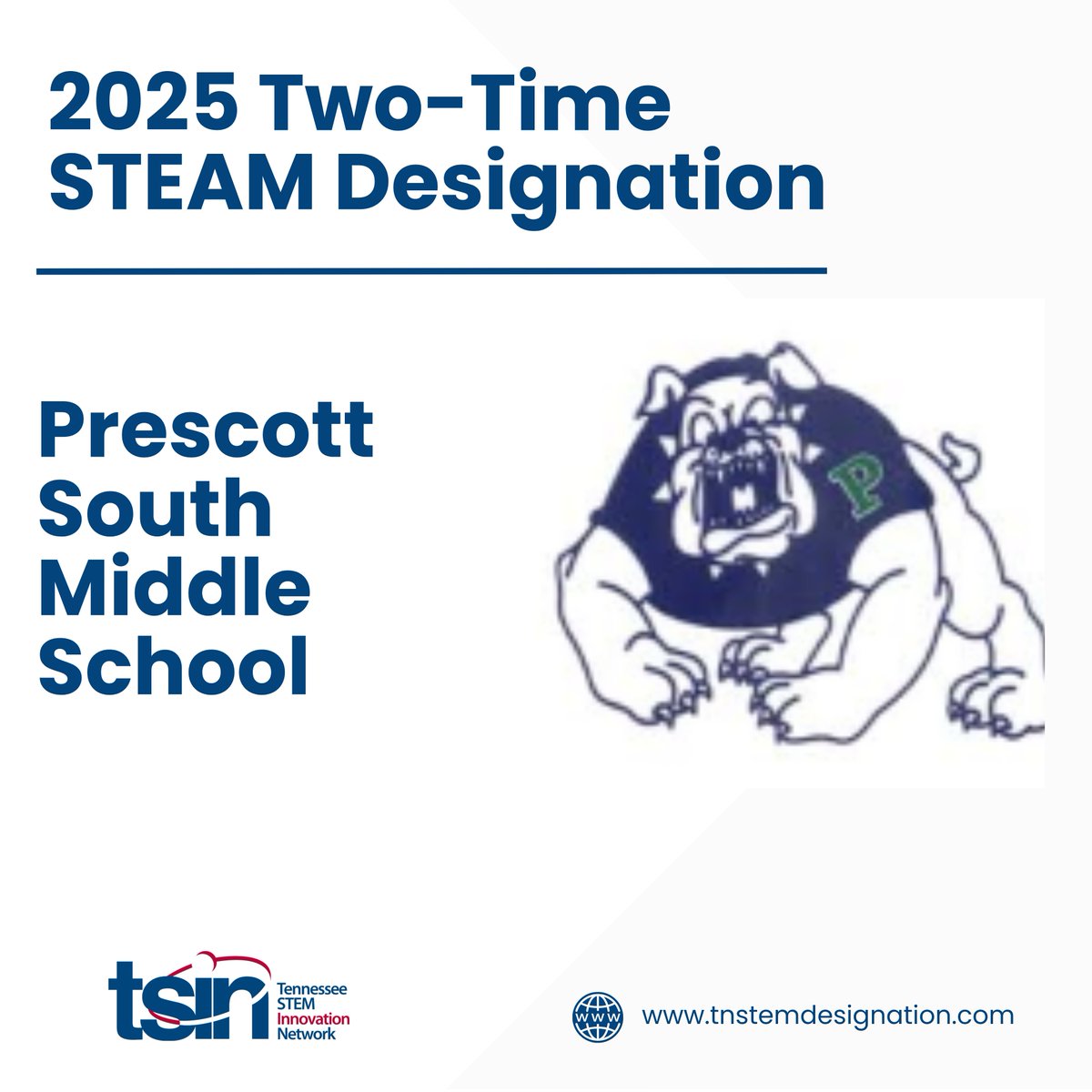 Tennessee STEM Innovation Network (@thetsin) on Twitter photo Hats off to Prescott South Middle School from Putnam County for achieving STEAM Designation from the TN Department of Education for the SECOND time! Your continued leadership in STEAM education is paving the way for future innovators! #TNSTEM <a href="/TNedu/">TN Dept of Education</a> <a href="/PSMSBulldogs/">PSMS Bulldogs</a> Hats off to Prescott South Middle School from Putnam County for achieving STEAM Designation from the TN Department of Education for the SECOND time! Your continued leadership in STEAM education is paving the way for future innovators! #TNSTEM <a href="/TNedu/">TN Dept of Education</a> <a href="/PSMSBulldogs/">PSMS Bulldogs</a>
