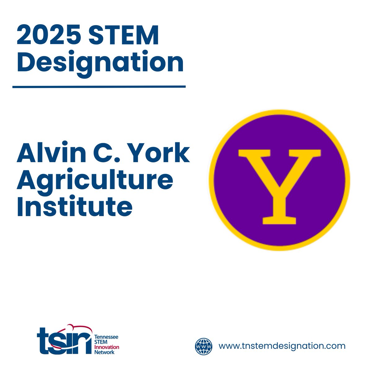 Tennessee STEM Innovation Network (@thetsin) on Twitter photo A huge milestone for Alvin C. York Agriculture Institute on being awarded STEM Designation from the TN Department of Education! Your hard work and dedication to excellence in STEM education truly shines! Well-deserved recognition! #TNSTEM <a href="/TNedu/">TN Dept of Education</a> A huge milestone for Alvin C. York Agriculture Institute on being awarded STEM Designation from the TN Department of Education! Your hard work and dedication to excellence in STEM education truly shines! Well-deserved recognition! #TNSTEM <a href="/TNedu/">TN Dept of Education</a>