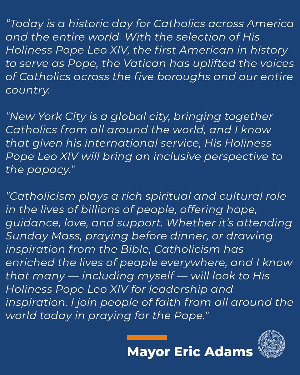 Today, the world celebrates the selection of Pope Leo XIV, the first American in history to serve as Pope.