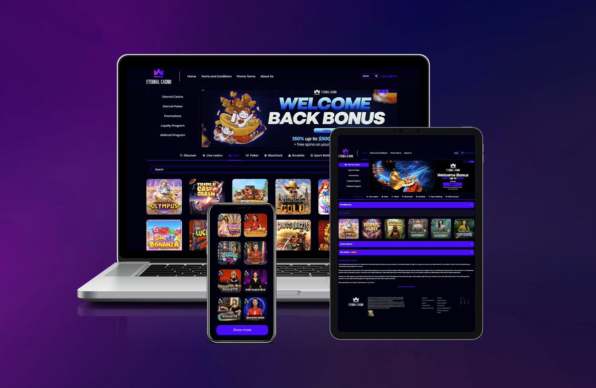 Eternal_Casino_'s tweet photo. Experience seamless play on Eternal Casino!

Designed for all devices, our platform offers a wide range of casino games and a smooth user experience. 

Play the games you love on the move, or in the comfort of your own home. 
(Link in Bio) https://t.co/nSc9f0ui44