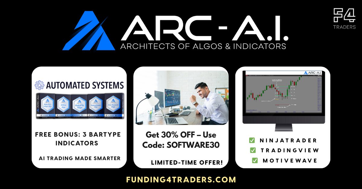 funding4trdrs's tweet image. 🔷 ARC A.I.
🤖 30% OFF indicators + algos — Code: SOFTWARE30
🎁 Includes FREE bonus: 3 bar-type indicators
✅ Works with NinjaTrader, TradingView, MotiveWave
 LEARN MORE 🔗 architectsai.com/#a_aid=funding…

#tradingalgos #ArcAI #tradingautomation