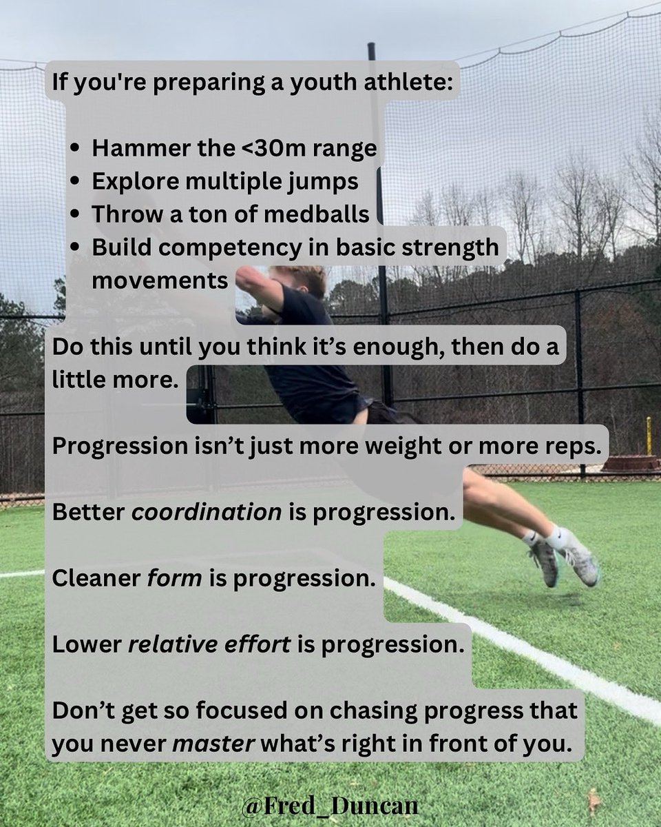 Most youth athletes don’t need complexity.

They need consistency. Reps. Quality exposure to the right things, done often enough to matter.

Too many programs jump ahead to advanced drills, fancy tech, and over-coaching before the kid can even skip or perform a quality push up.