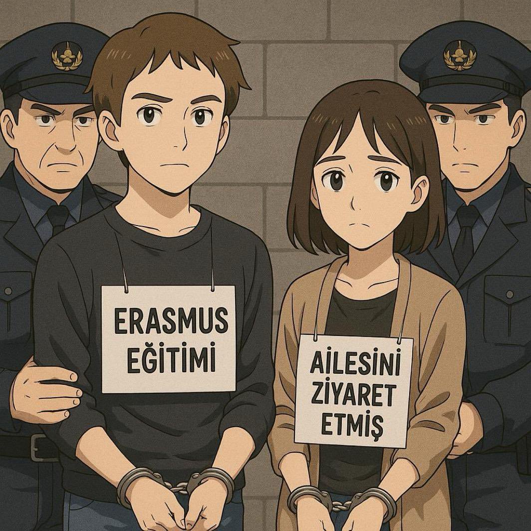 İki gün önce gözaltına alınan 320 gence yöneltilen suçlamalar şunlar; 
Aileleriyle görüşmek, 
Erasmus eğitimi almak, 
arkadaşlarıyla görüşmek

Gece battaniye bile verilmeden yerde yatırılmışlar. Bu çocuklar katil mi, suçsuz yere gözaltındalar ‼️

GençlikGözaltında

#SusmaArtık