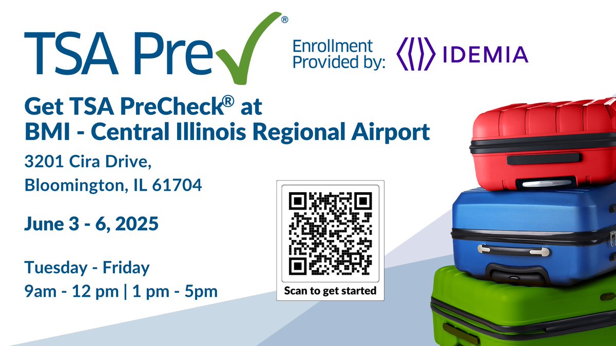 Get ready for an upcoming TSA PreCheck pop-up enrollment event at CIRA! ✈️ It is scheduled for June 3 – 6, from 9AM – 12PM &amp; 1PM – 5PM each day. The event WILL fill up so be sure to make an appointment!

✅ Reserve your spot here: bit.ly/44fW0TW #FlyCIRA