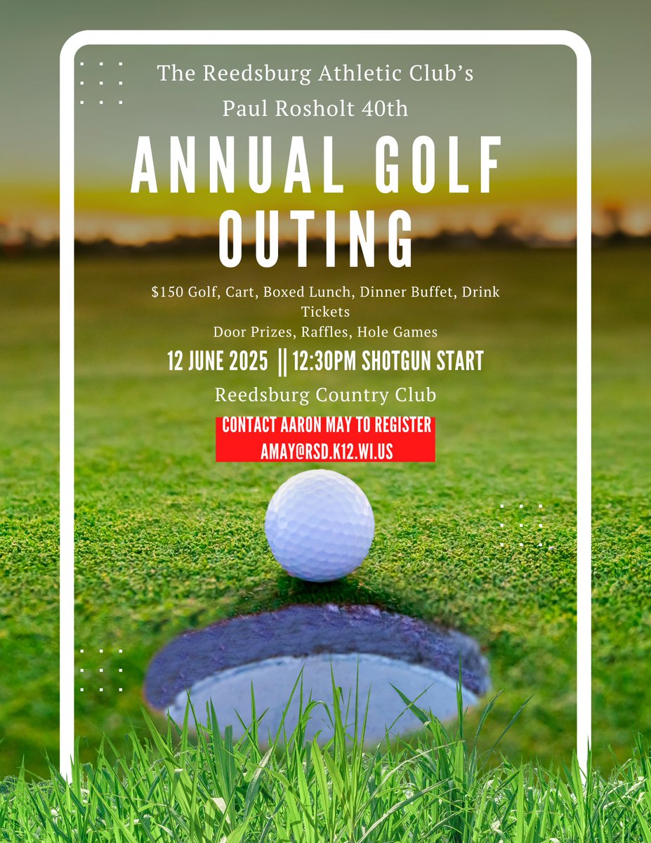 Mark your calendars! Reedsburg Athletic Club Golf Outing is Thursday, June 12th. #reedsburgpride #teamreedsburg