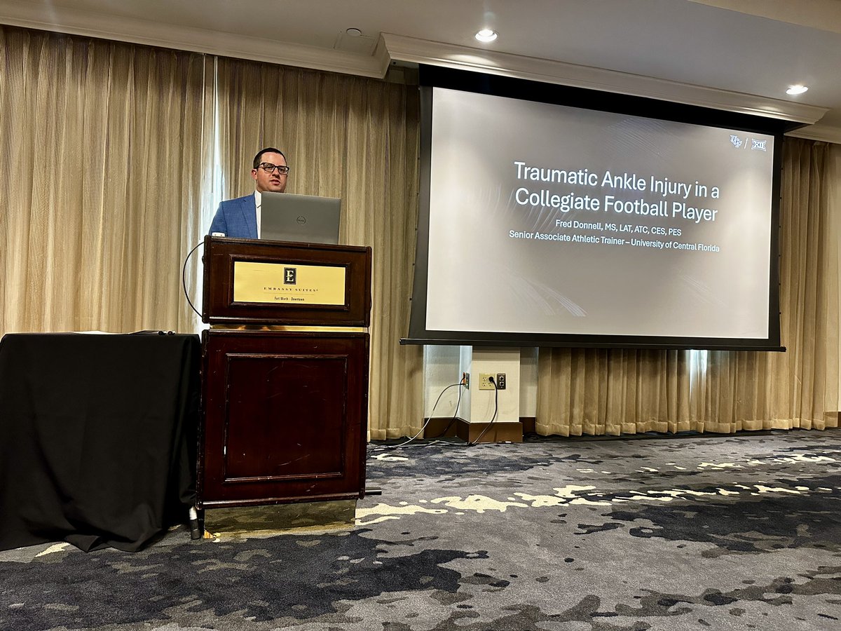 Shoutout to our AT <a href="/FredDonnell24/">Fred</a> for presenting his case study at the <a href="/Big12Conference/">Big 12 Conference</a> Sports Medicine Conference ⚔️