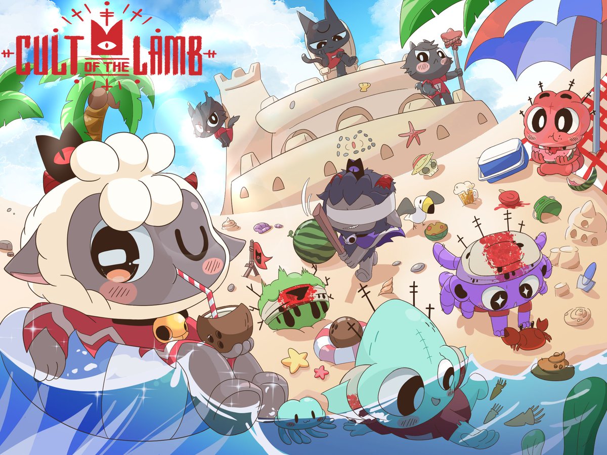 #cultofthelamb #cultofthelambfanart #cotl 
Cult of the Summer ☀️ ⛱️ 🌊