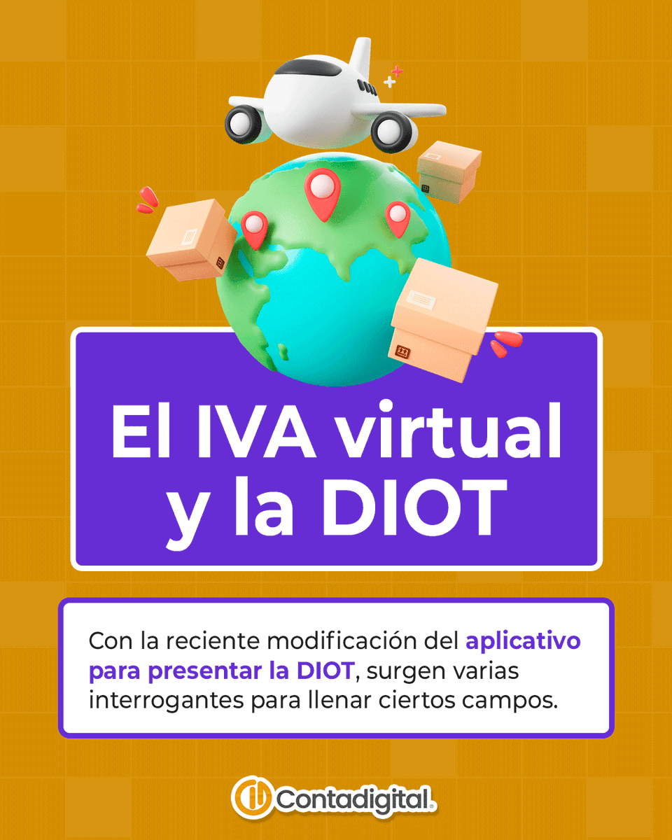 ContabilidadDig's tweet photo. ¡No te quedes con la duda! 😮
Revisa si estás realizando correctamente el llenado de los nuevos campos del #IVA virtual en la #DIOT con el artículo del #Contablog📒
https://t.co/T5ZRbOldHF https://t.co/gTCaol647l