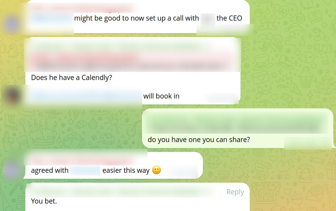 another BD alpha leak:

ALWAYS make life as easy as possible for everyone working with you

in the smallest ways

case study: don't ask "does he have a Calendly?"

send one + add "feel free to share yours if easier"

9/10 they just book on yours

10/10 times they like you more