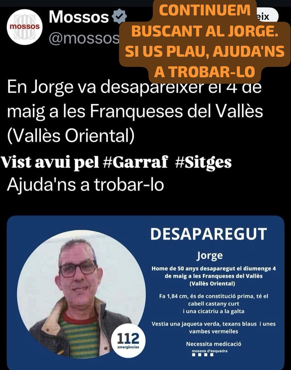 Seguim … Jorge !!! T’hem de trobar. Ajudeu-nos