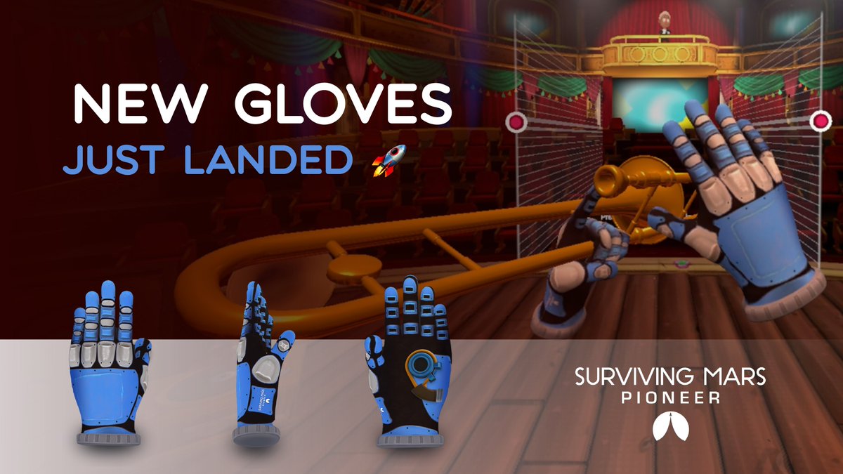 Trombone Champ: Unflattened (@trombonechampvr) on Twitter photo Tooting in zero gravity might be hard, but doing it in style? Easy.
The <a href="/SurvivingMarsVR/">Surviving Mars VR</a> gloves are now live in Trombone Champ: Unflattened! 🎺
Because nothing says “successful planetary colonist” like absolutely butchering Martian Killbots in style. Tooting in zero gravity might be hard, but doing it in style? Easy.
The <a href="/SurvivingMarsVR/">Surviving Mars VR</a> gloves are now live in Trombone Champ: Unflattened! 🎺
Because nothing says “successful planetary colonist” like absolutely butchering Martian Killbots in style.