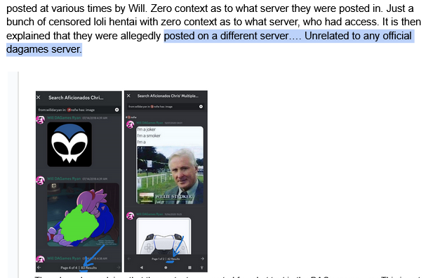 thatdoma's tweet photo. Saw this stupid document that tries to normalize Will's actions, I'm sorry but why does it matter where it's posted? You guys know it's illegal no matter what context you guys make up every time I ask someone to prove it's not true? #DAGames #WeStandWithWill https://t.co/tG2dx7J1Zc