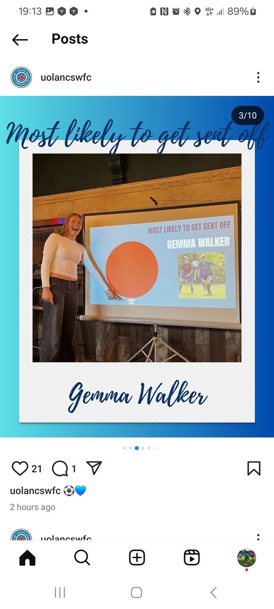 Gem's end of UCLan Football Season awards.  They started well....
"Forward of the Year",
Closely followed by 
Worst mouth, most likely to get sent off, person you'd least want to be tackled by.
Not sure whether to be proud or devastated!