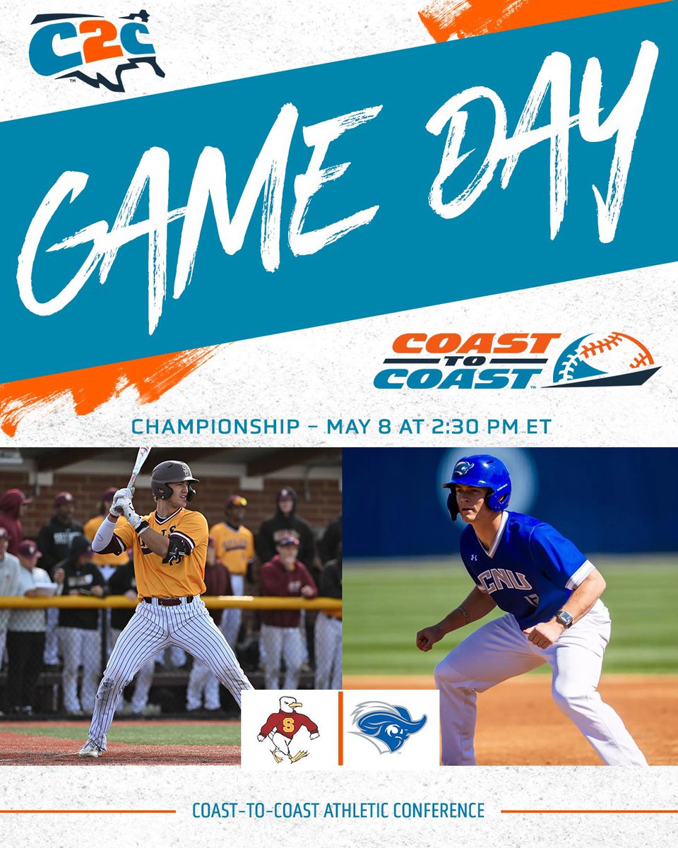 Coast-To-Coast Athletic Conference (@c2cathconf) on Twitter photo 🏆 𝘾𝙃𝘼𝙈𝙋𝙄𝙊𝙉𝙎𝙃𝙄𝙋 𝙂𝘼𝙈𝙀 🏆
#C2CBSB 🏆 Game 2
#1 <a href="/SUSeaGulls/">Salisbury Athletics</a> 🆚 #3 <a href="/CNUathletics/">CNU Athletics</a>
⌚️ 2:30 PM ET
📍 Salisbury, Md.
📺 team1sports.com/suseagulls/
📊 suseagulls.com/sidearmstats/b…
⚾️ c2csports.com/BSB25 🏆 𝘾𝙃𝘼𝙈𝙋𝙄𝙊𝙉𝙎𝙃𝙄𝙋 𝙂𝘼𝙈𝙀 🏆
#C2CBSB 🏆 Game 2
#1 <a href="/SUSeaGulls/">Salisbury Athletics</a> 🆚 #3 <a href="/CNUathletics/">CNU Athletics</a>
⌚️ 2:30 PM ET
📍 Salisbury, Md.
📺 team1sports.com/suseagulls/
📊 suseagulls.com/sidearmstats/b…
⚾️ c2csports.com/BSB25