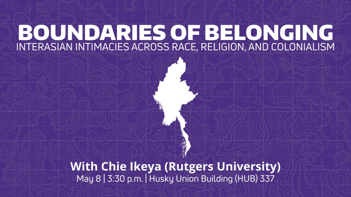 Center for Southeast Asia & its Diasporas (@csead_uw) on Twitter photo Happening today!
Join us for a discussion on interAsian relationships in Burma/Myanmar and their perceptions in the 20th century during "Boundaries of Belonging" with Chie Ikeya
In-person | 3:30 p.m.
<a href="/HUBatUW/">Husky Union Building</a> 337
More details: bit.ly/3YdESdH
<a href="/RutgersU/">Rutgers University</a> <a href="/UWArtSci/">UW College of Arts & Sciences</a> <a href="/UW/">University of Washington</a> Happening today!
Join us for a discussion on interAsian relationships in Burma/Myanmar and their perceptions in the 20th century during "Boundaries of Belonging" with Chie Ikeya
In-person | 3:30 p.m.
<a href="/HUBatUW/">Husky Union Building</a> 337
More details: bit.ly/3YdESdH
<a href="/RutgersU/">Rutgers University</a> <a href="/UWArtSci/">UW College of Arts & Sciences</a> <a href="/UW/">University of Washington</a>