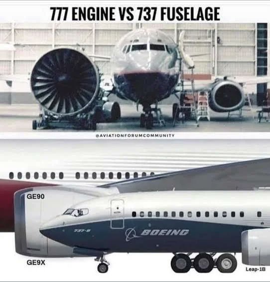LonggAgo's tweet image. The engines on a 777 are larger than the fuselage of a 737