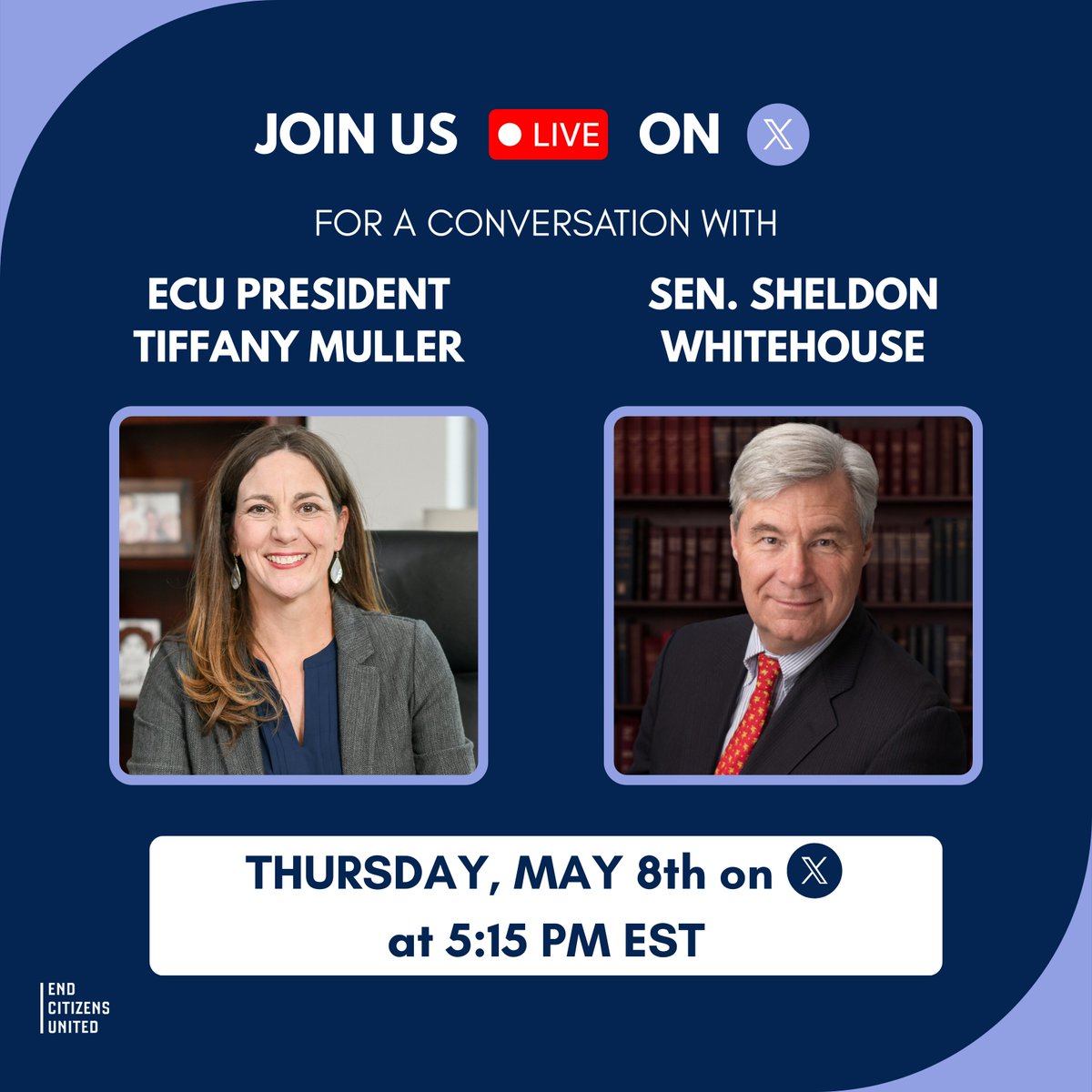 End Citizens United (@stopbigmoney) on Twitter photo Citizens United paved the way for Donald Trumpās self-dealing administration. Join President <a href="/Tiffany_Muller/">Tiffany Muller</a> and <a href="/SenWhitehouse/">Sheldon Whitehouse</a> TODAY at 5:15 PM EST to talk about how weāre dealing with the consequences in this corrupt administration.
x.com/i/spaces/1zqJV⦠Citizens United paved the way for Donald Trumpās self-dealing administration. Join President <a href="/Tiffany_Muller/">Tiffany Muller</a> and <a href="/SenWhitehouse/">Sheldon Whitehouse</a> TODAY at 5:15 PM EST to talk about how weāre dealing with the consequences in this corrupt administration.
x.com/i/spaces/1zqJVā¦