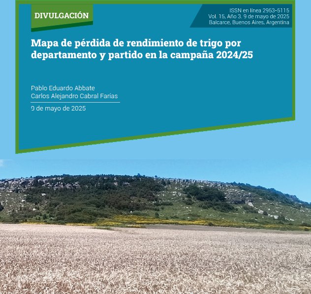 Hola. Les hago llegar el mapa de rendimiento de trigo por departamento y partido correspondiente a la campaña 2024/25. El mapa incluye una versión shape compatible con Google Earth, QGIS. etc. t.ly/2o2r_
