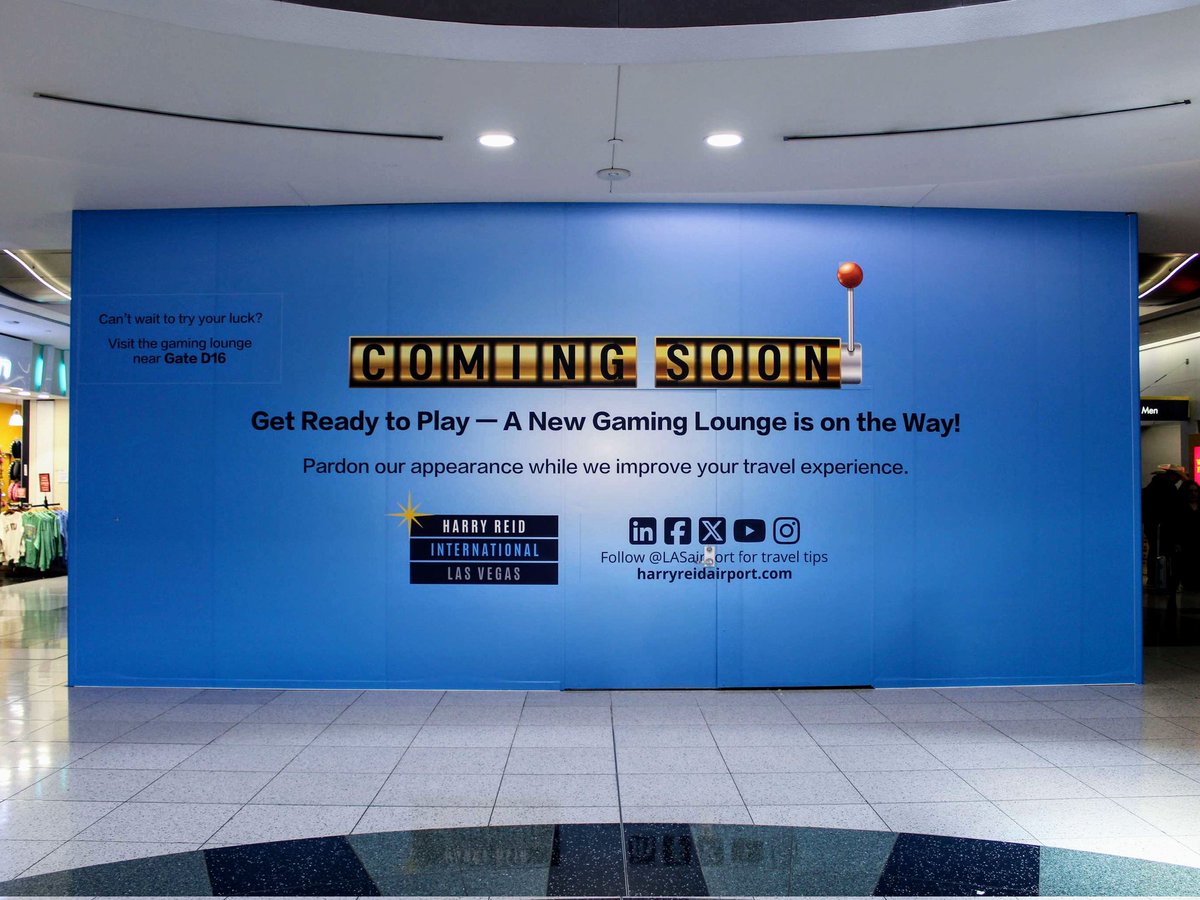 A "gaming and smoking" lounge is coming to Harry Reid Airport later this year.
