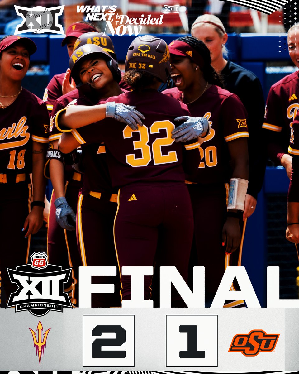 Big 12 Conference (@big12conference) on Twitter photo DEVS GET IT DONE π±
<a href="/ASUSoftball/">Sun Devil Softball</a> wins to advance to the 2025 Phillips 66 Big 12 Softball Championship Semifinals.
Arizona State is set to play the winner of No. 8-seed <a href="/BaylorSoftball/">Baylor Softball</a> versus No. 1-seed <a href="/TexasTechSB/">Texas Tech Softball</a> tomorrow at 3 p.m. CT.
#Big12SB | <a href="/Phillips66Gas/">Phillips 66 Gas</a> DEVS GET IT DONE π±
<a href="/ASUSoftball/">Sun Devil Softball</a> wins to advance to the 2025 Phillips 66 Big 12 Softball Championship Semifinals.
Arizona State is set to play the winner of No. 8-seed <a href="/BaylorSoftball/">Baylor Softball</a> versus No. 1-seed <a href="/TexasTechSB/">Texas Tech Softball</a> tomorrow at 3 p.m. CT.
#Big12SB | <a href="/Phillips66Gas/">Phillips 66 Gas</a>