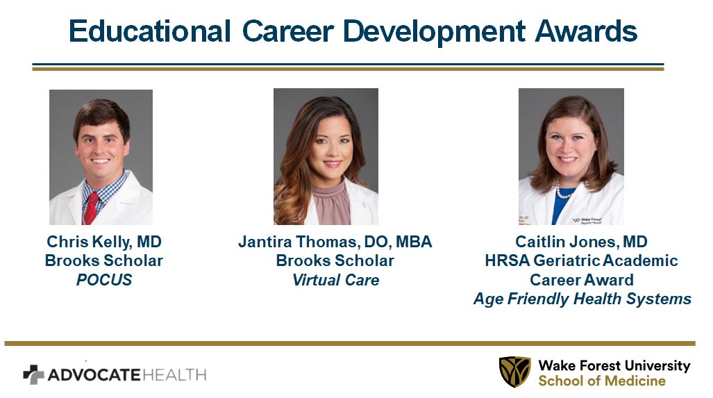 WakeForestIM's tweet image. Several faculty in the department have been recognized from across the health system with educational career development awards! These faculty are blazing the trail in academic practice!