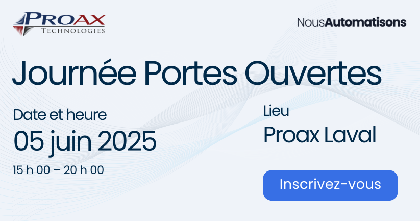 📢 Portes ouvertes gratuites chez Proax Laval !

📅 5 juin | ⏰ 15 h - 20 h
📍 1925 Rue John-Molson, Laval

🚀 Démos d'automatisation
🤝 Rencontres avec experts
🍽️ Nourriture gratuite

🔗 Inscrivez-vous !

hubs.li/Q03lGXc80