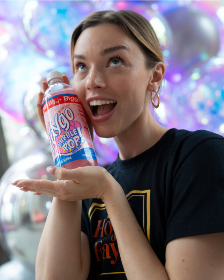 Faygo's tweet photo. What’s Bubble Pop’s personality in one word? Lively? Effervescent? Enthusiastic? Hmmm, I feel like there’s a better word for it. #WaitDontTellMe #Faygo #HouseofFaygo #BubblePop https://t.co/hQYrEBC4vU