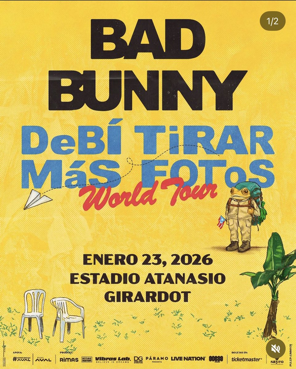 Vendo (5) boletas ORIENTAL BAJA para Bad bunny en Medellín! 
$620.000 negociables 
Cada una 
#badbunnytour #medellin #boletasbadnunnymedellin #vendoboletas
